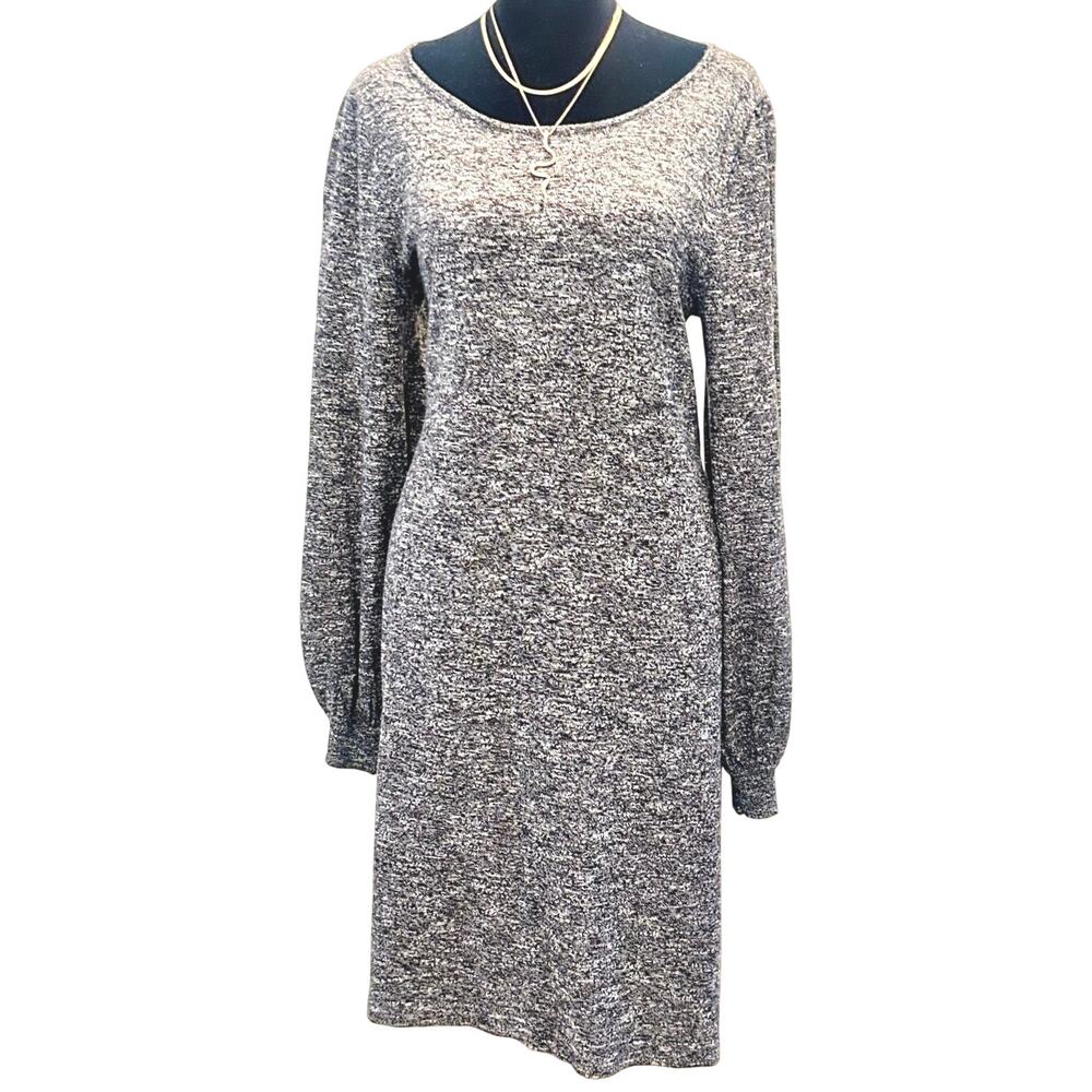 Max Studio Marled Knit Sweater Dress Size M Balloon Sleeve Cozy Dress